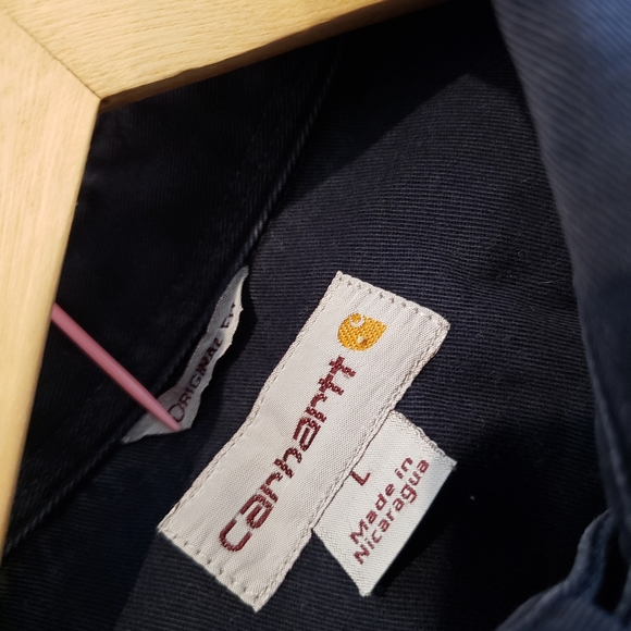 Vintage Carhartt Button Down Heavy Duty Long Sleeve Work Shirt Men's sz L Blue - Picture 3 of 7